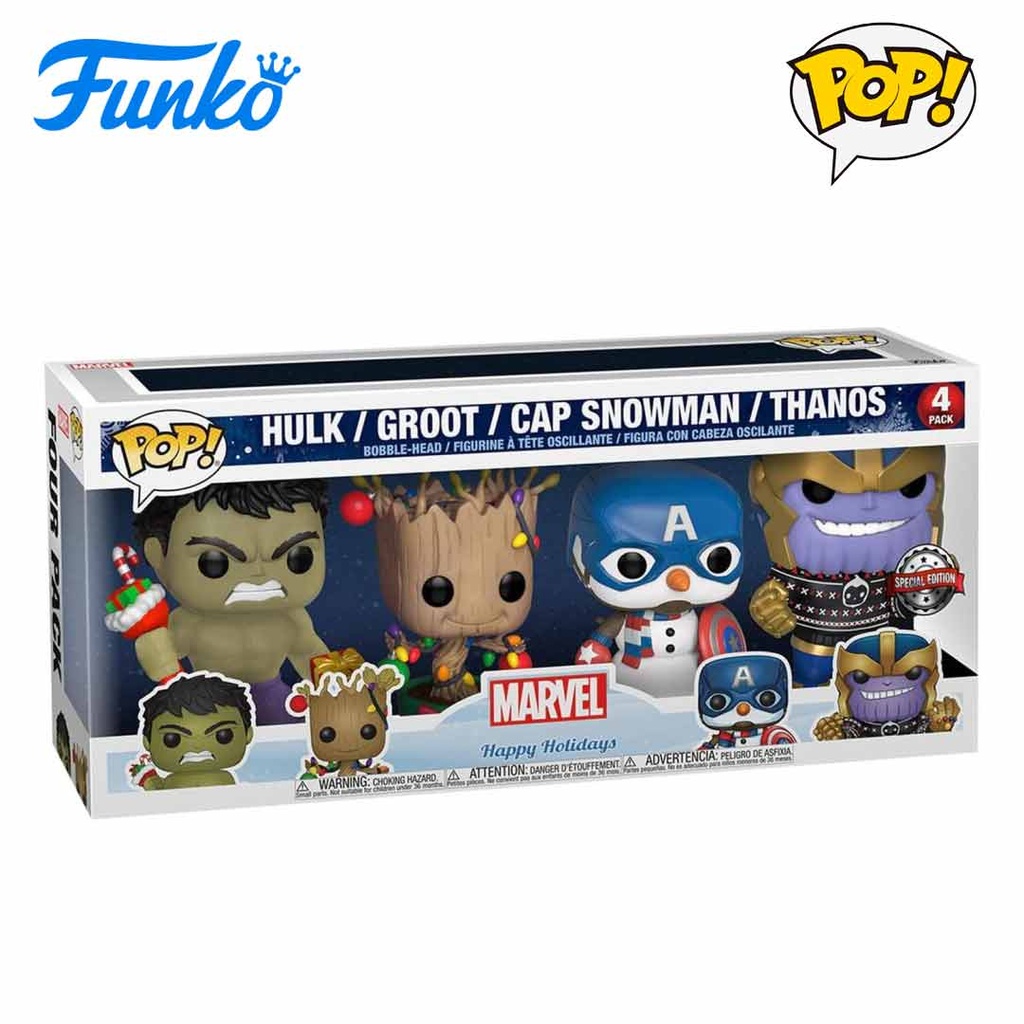Funko Pop Marvel Hulk 398 Groot 530 Cap Snowman 532 Thanos 533 Special E - 4 Action Figures