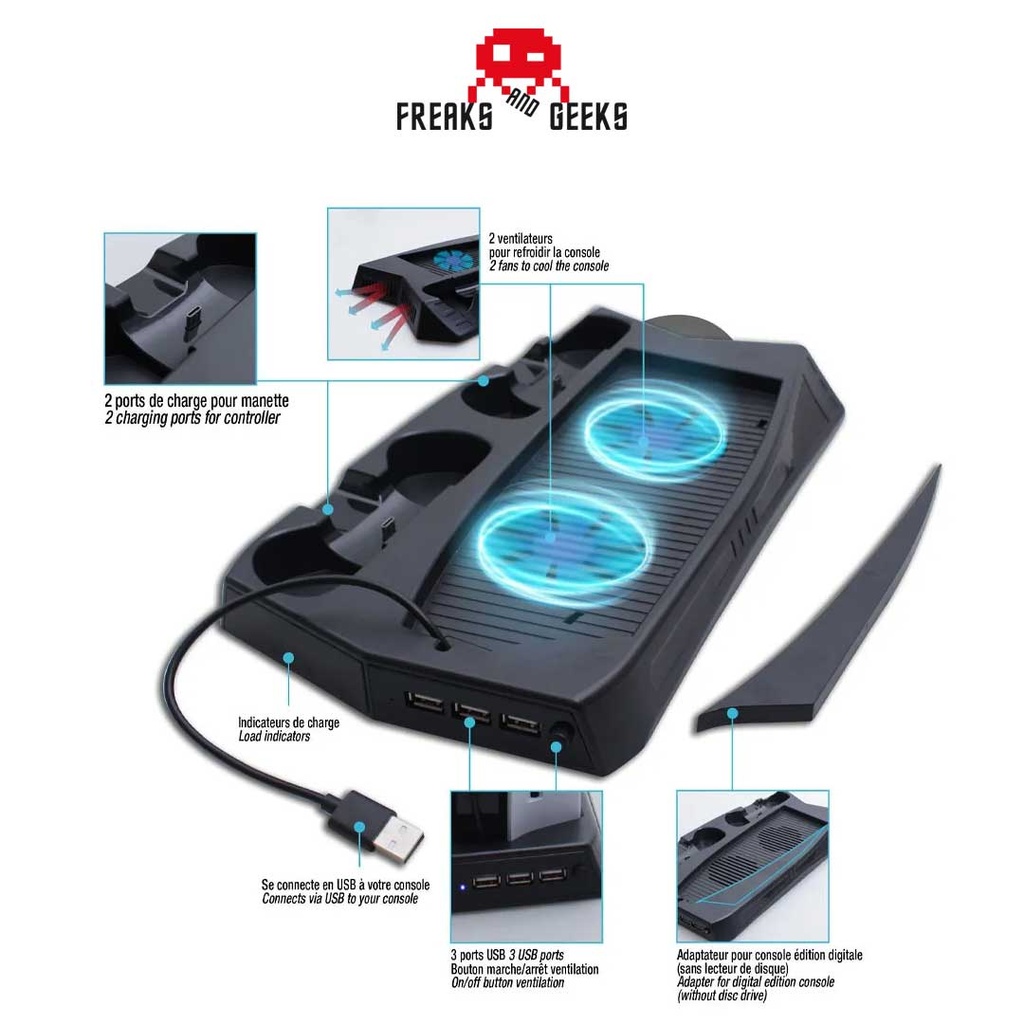 Freaks and Geeks - PS5 Charging Stand With Cooling Fan