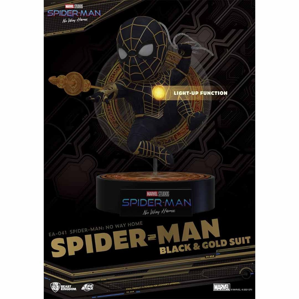 Beast Kingdom - Marvel Spider-Man No Way Home: Spiderman Black & Gold Suit Egg Attack Action Figure