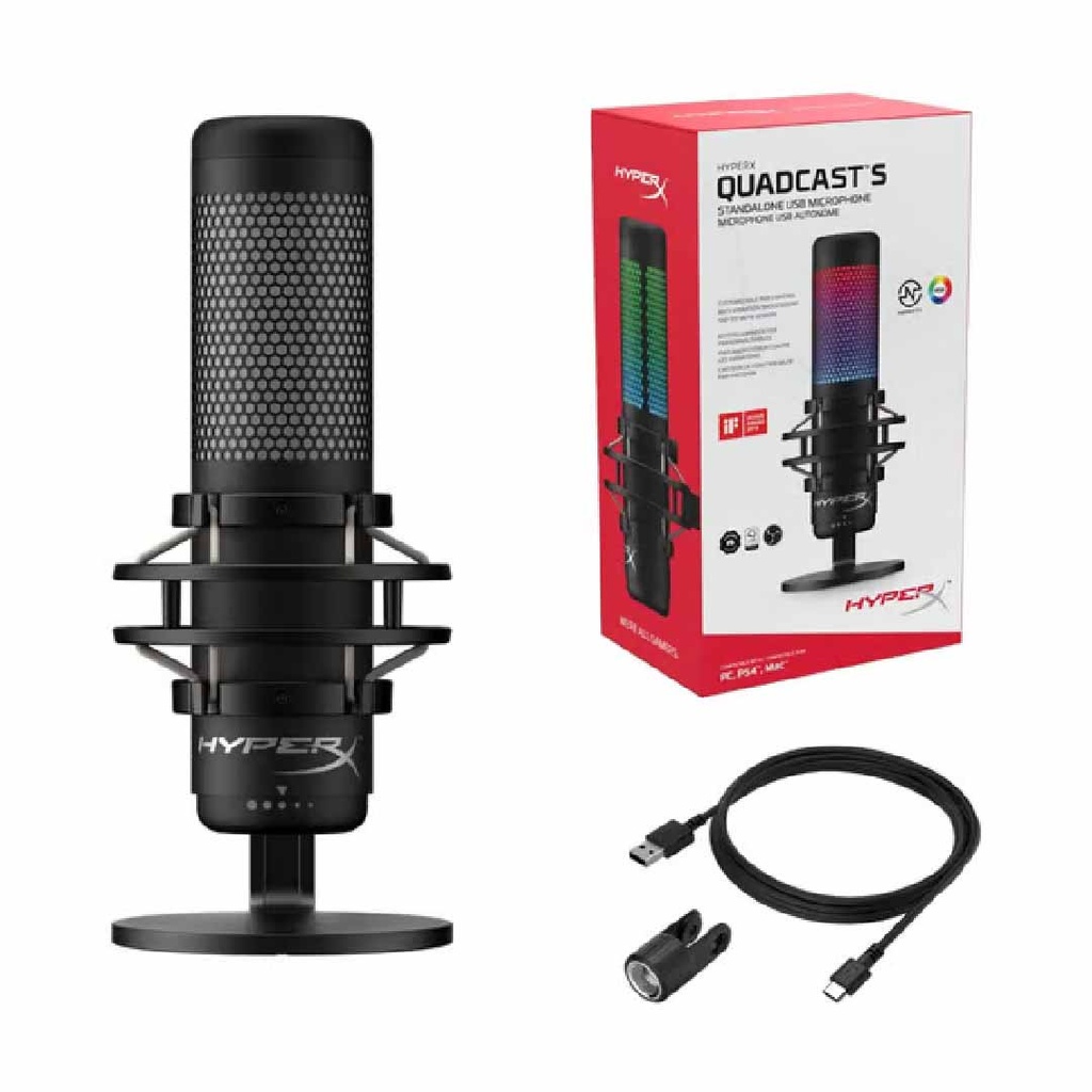 HyperX QuadCast S Wired Condenser Microphone - Black, Gray