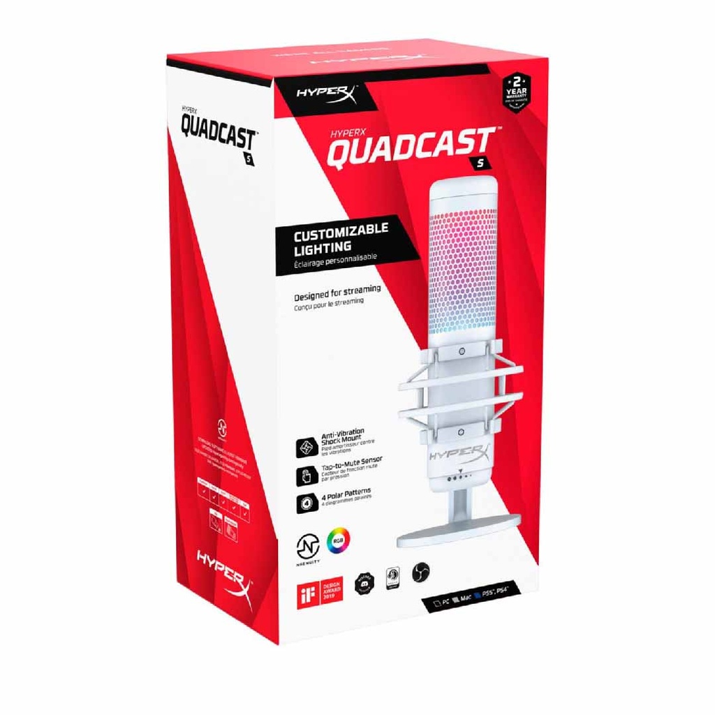 HyperX QuadCast S Wired Condenser Microphone - White