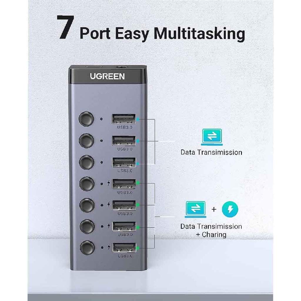 Ugreen USB 3.0 - 7 Port Hub -12V2A Power Supply