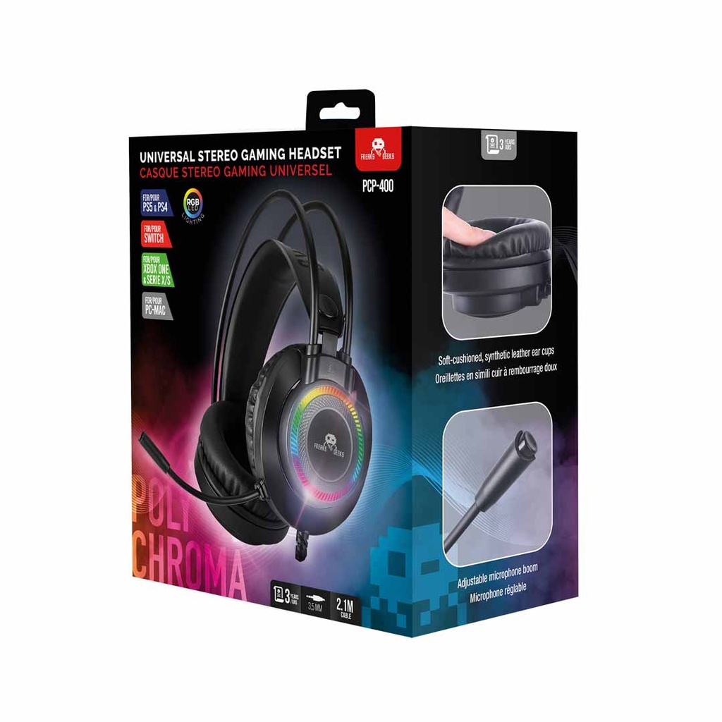 FREAKS & GEEKS PS5/PS4/ XBOX/ PC AURICULAR GAMING STEREO RETROILUMINADO