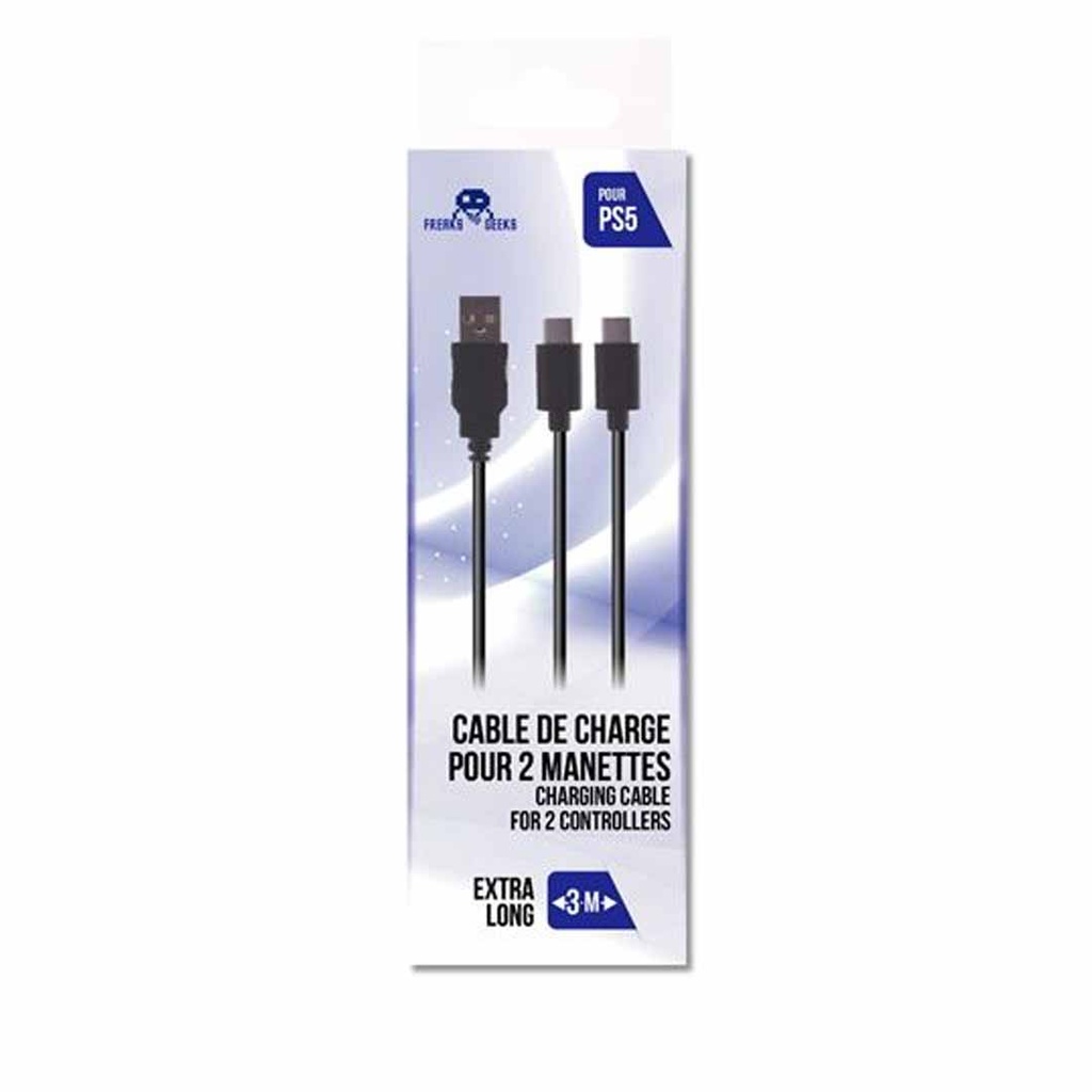 Freaks & Geeks Charging Cable For 2 Controllers PS5 USB/C 3M