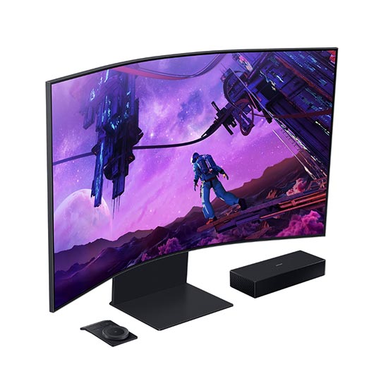 Samsung Gaming Monitor 55" G9 Odyssey Ark Curved UHD-Quantum HDR 2000-165HZ-1MS GTG-HDR10 Plus-HDMI 2.1-Res3840 x 2160