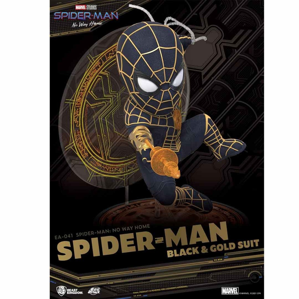 Beast Kingdom - Marvel Spider-Man No Way Home: Spiderman Black & Gold Suit Egg Attack Action Figure