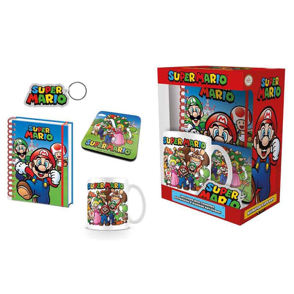 Pyramid- Super Mario Evergreen Premium- Mug Coaster & Keychain Set of 3