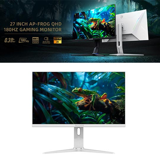 Sades Gaming Monitor AP-FROG 27"/QHD/2560x1440/HDMI2.1/180Hz Refresh Rate/0.3ms Response Time- White