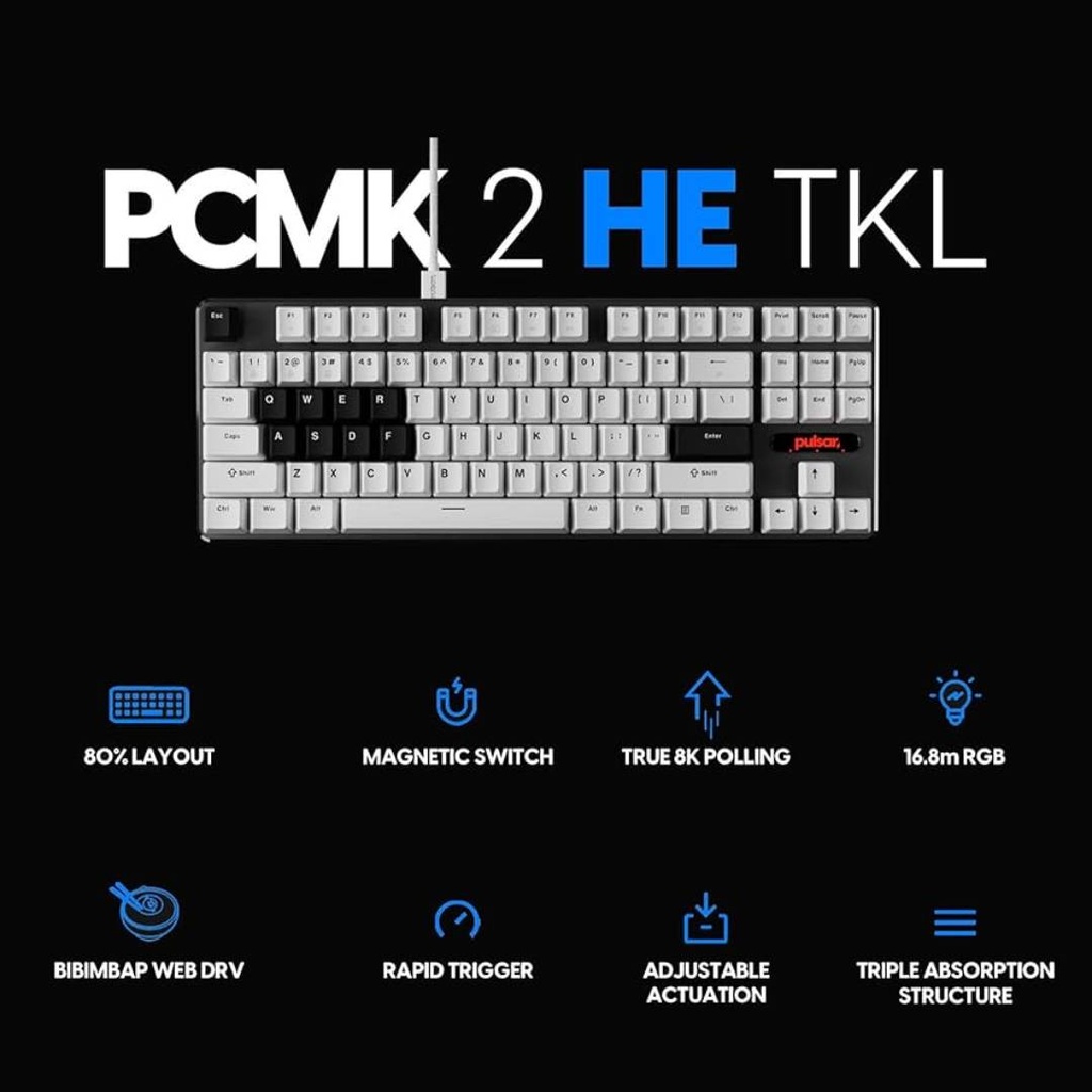 Pulsar Magnetic Gaming Keyboard PCMK 2 HE ANSI White 106 Keys