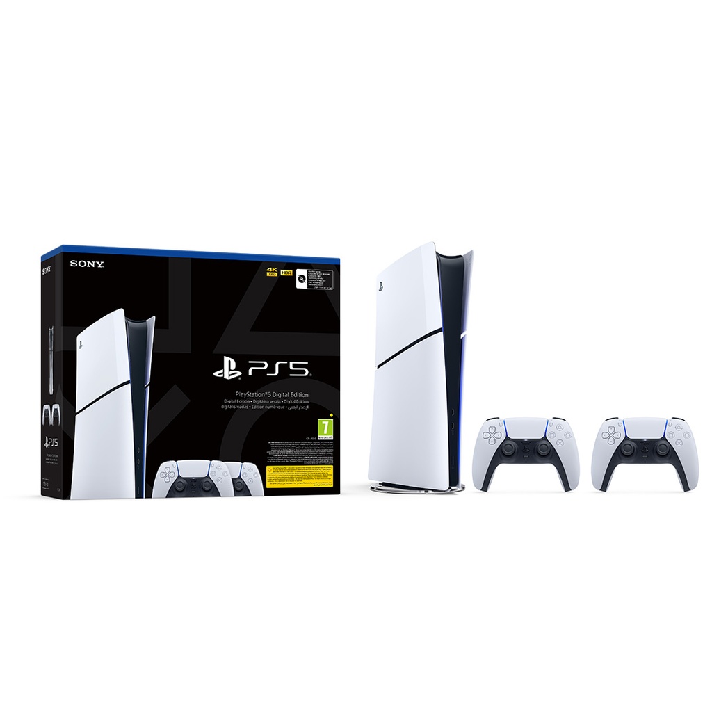 PS5 Slim Console Digital - Two Dualsense Wireless Controller Bundle
