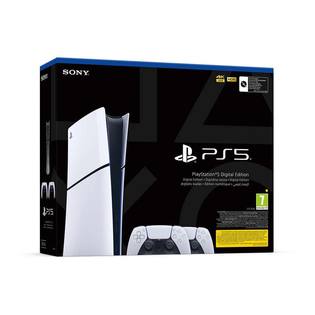 PS5 Slim Console Digital - Two Dualsense Wireless Controller Bundle