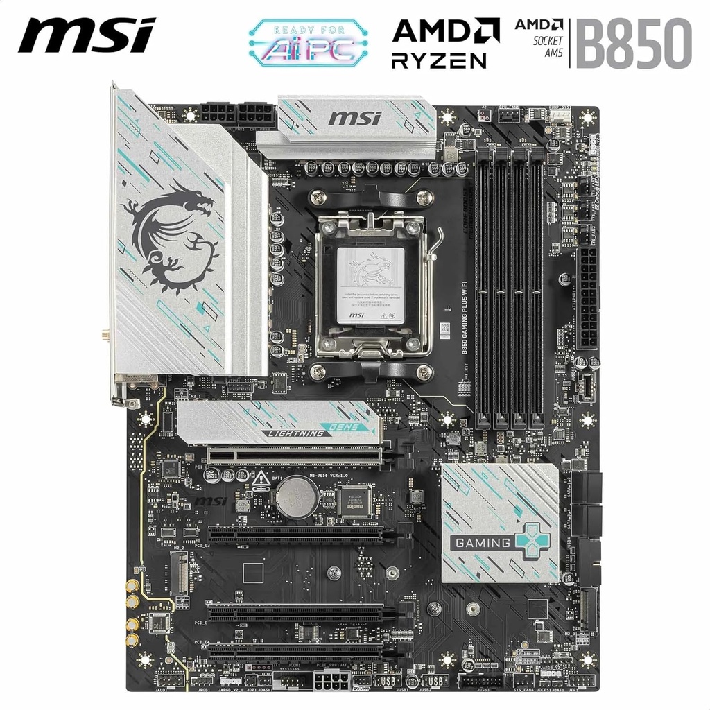 MSI B850 Gaming Plus Wifi, Ai PC, PCIe 5.0 Ready DDR5 AMD Ryzen Gaming MotherBoard