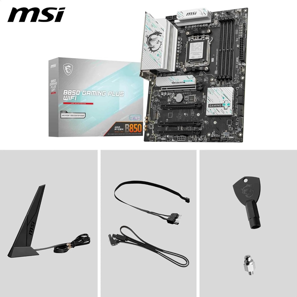 MSI B850 Gaming Plus Wifi, Ai PC, PCIe 5.0 Ready DDR5 AMD Ryzen Gaming MotherBoard