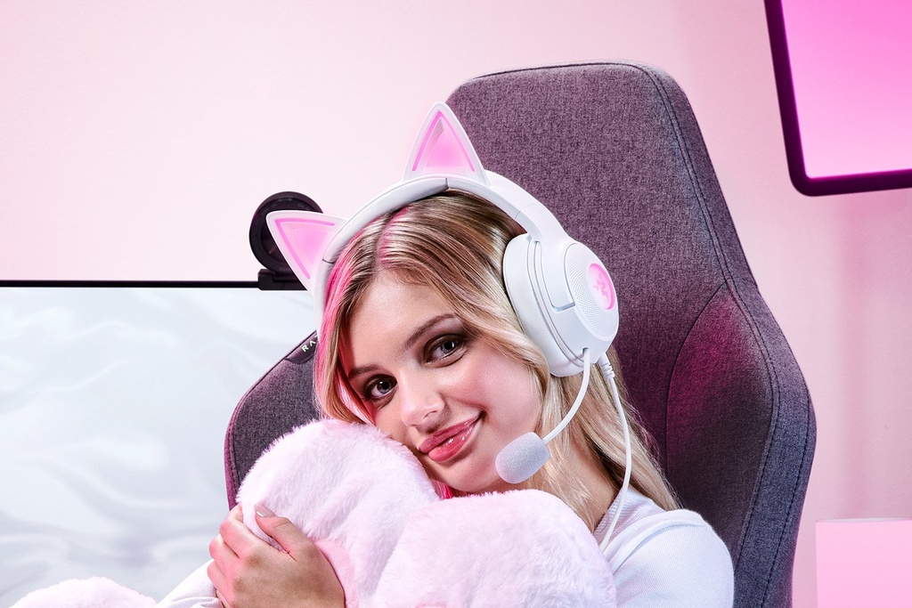 Razer Kraken Kitty V2 Wired RGB Headset With Kitty Ears White