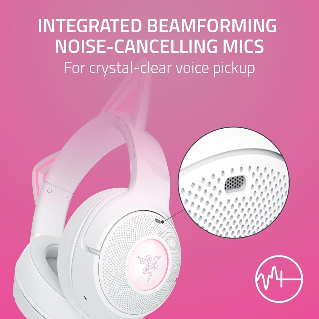 Razer Kraken Kitty V2 BT Wireless Gaming Headset With Kitty Ears White