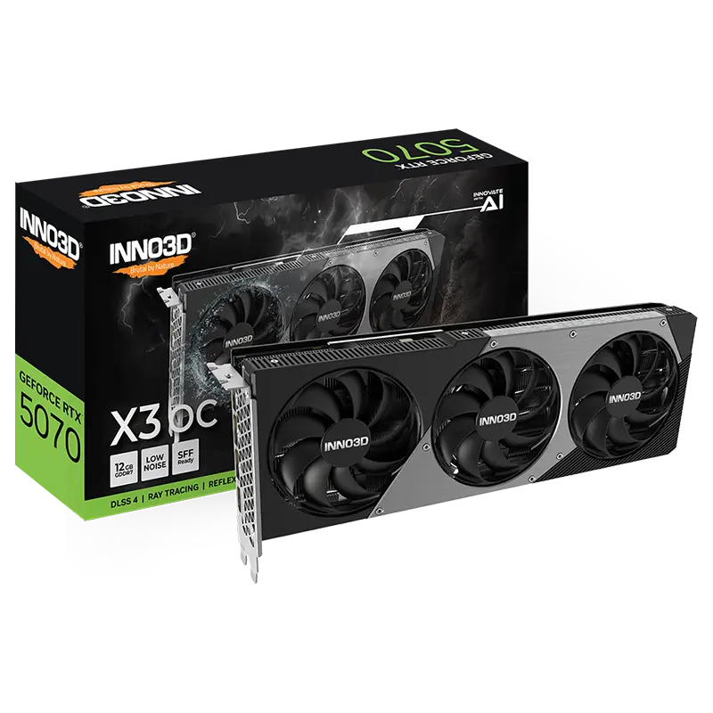 Nvidia INNO3D X3 OC GeForce RTX 5070 12GB GDDR7 Graphics Card - Black 2.webp