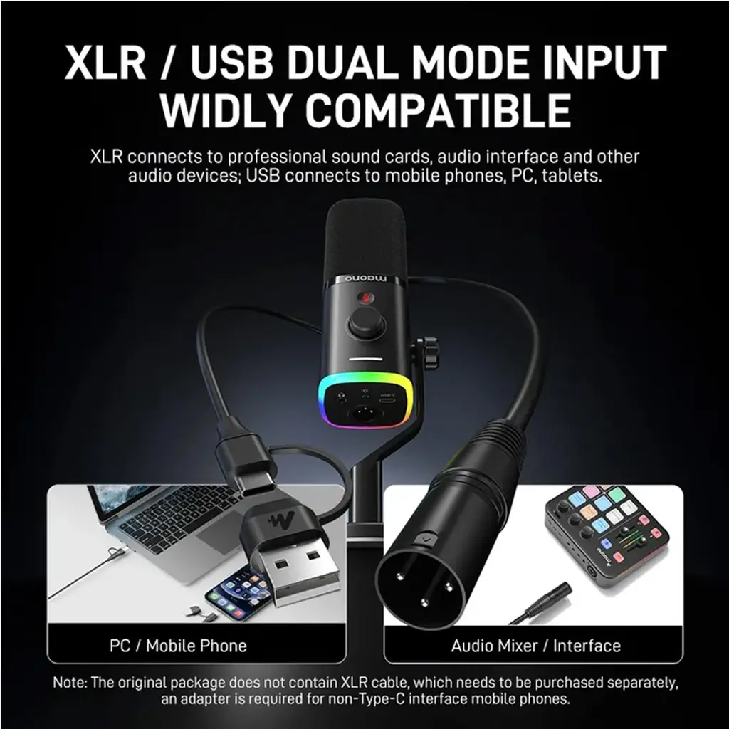 Maonocaster PD100X USB-XLR Dynamic Gaming RGB Microphone – Black (1).webp