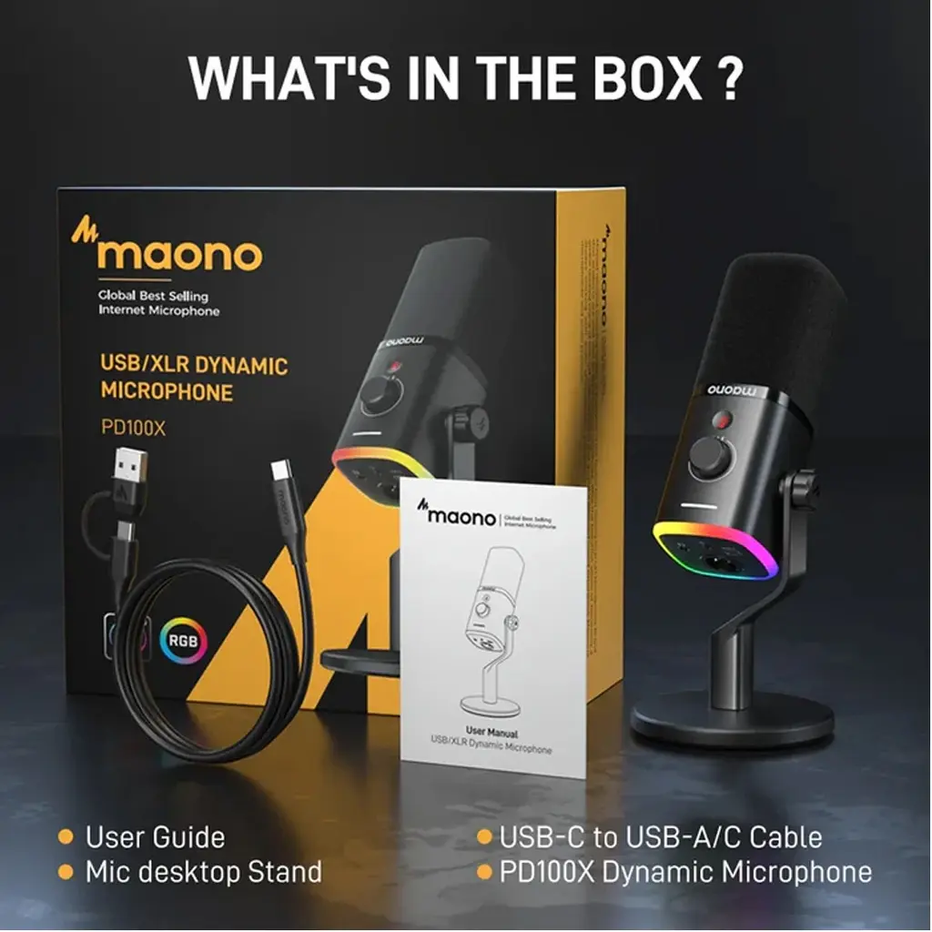 Maonocaster PD100X USB-XLR Dynamic Gaming RGB Microphone – Black (4).webp