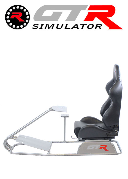 GTR Simulator GTS Model Simulator with Diamond Silver Frame Adjustable Leatherette Real Racing Seat - Black