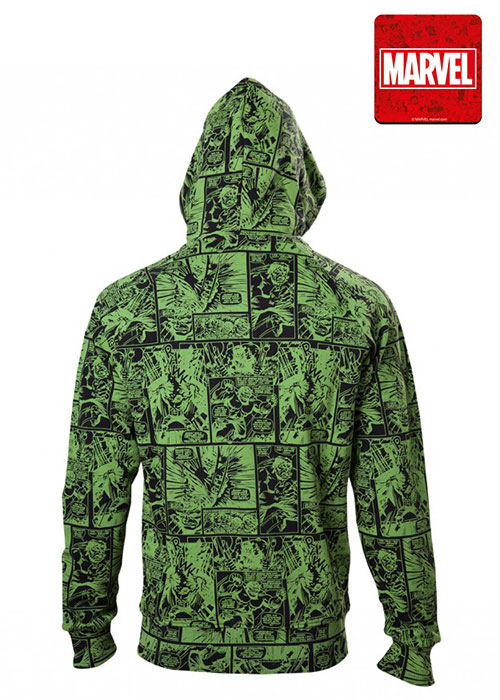Marvel - The Hulk Comic Book Pattern Hoodie - 2XL