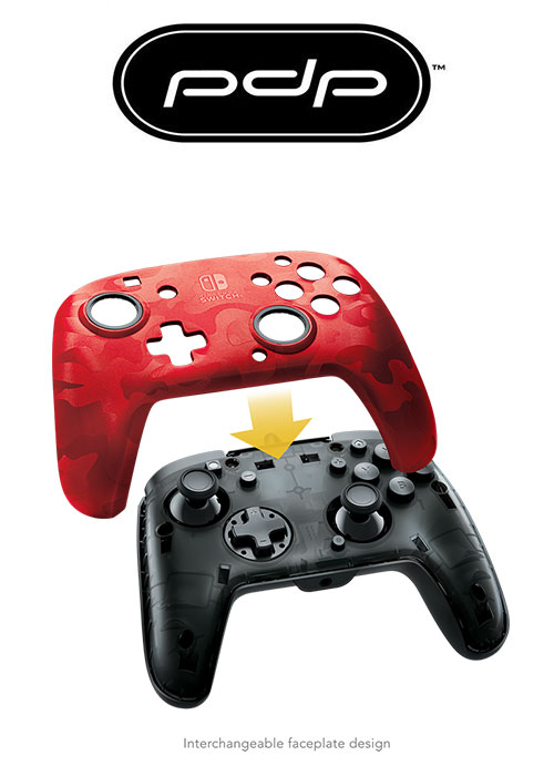 NS PDP Nintendo Switch Face-off Deluxe Controller + Audio (Camo Red)
