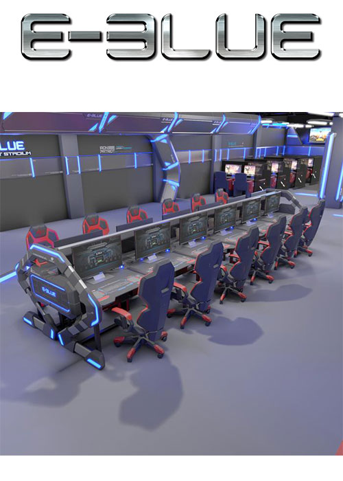 E-Blue 5V5 e-station gaming desk with RGB guard bar
