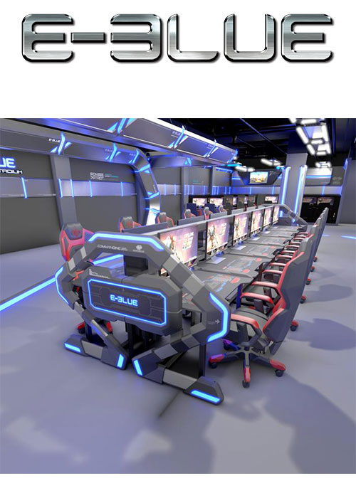 E-Blue 5V5 e-station gaming desk with RGB guard bar