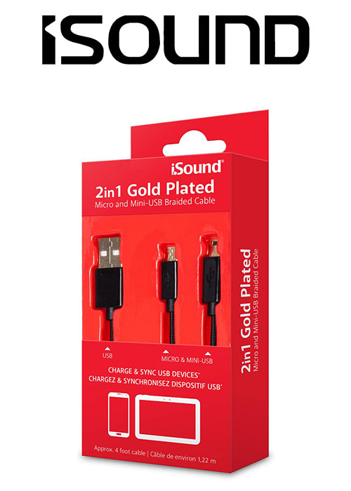 ISOUND 2IN1 GOLD PLATED MICRO & MINI USB CABLE