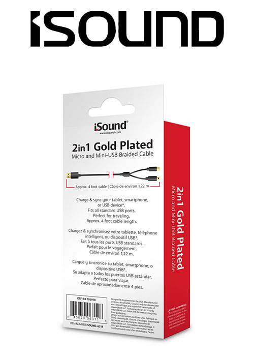 ISOUND 2IN1 GOLD PLATED MICRO & MINI USB CABLE