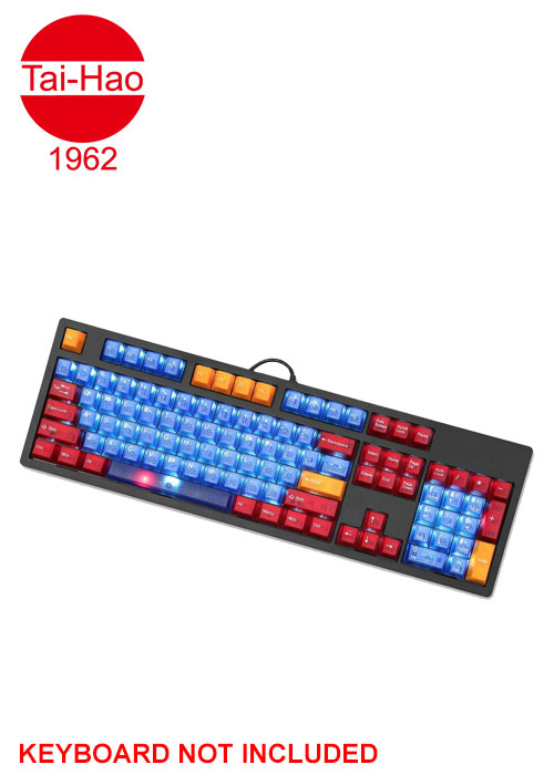 Tai-Hao 104-Keys ABS Double Shot Cubic-Keycap Set - Translucent Blue & Red