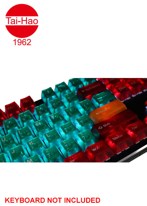 Tai-Hao 107-Keys ABS Double Shot Cubic-Keyscap Set - Translucent Green & Red