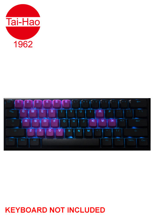 Tai-Hao 22-Keys TPR Backlit Double Shot Rubber-Keycap Set - Neon Purple Mystery