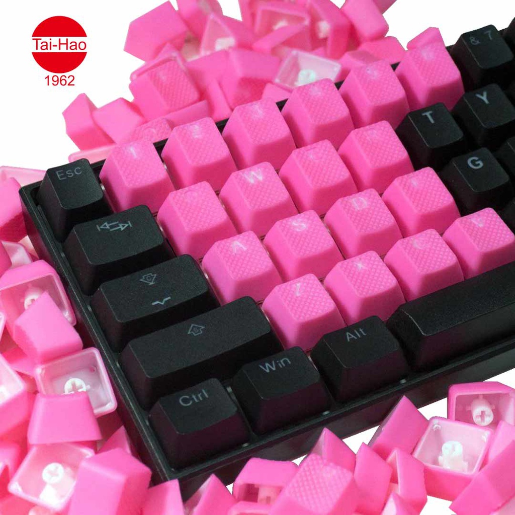 Tai-Hao 22-Keys TPR Backlit Double Shot Rubber-Keycap Set - Neon Jelly Pink