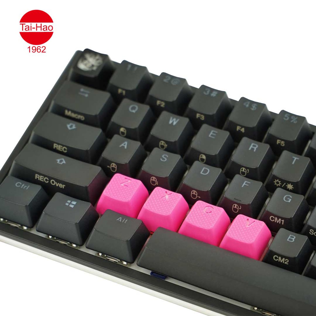 Tai-Hao 4-Keys TPR Rubber-Keycap Set Row 1 - ZXCV - Neon Pink