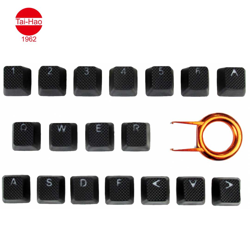 Tai-Hao 18-Keys TPR Backlit Double Shot Rubber-Keycap Set - Black