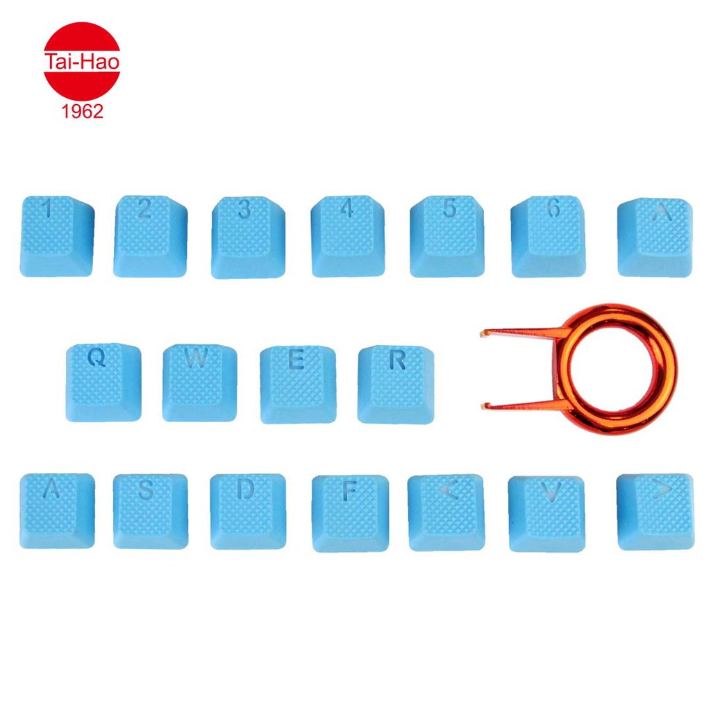 Tai-Hao 18-Keys TPR Backlit Double Shot Rubber-Keycap Set - Neon Blue