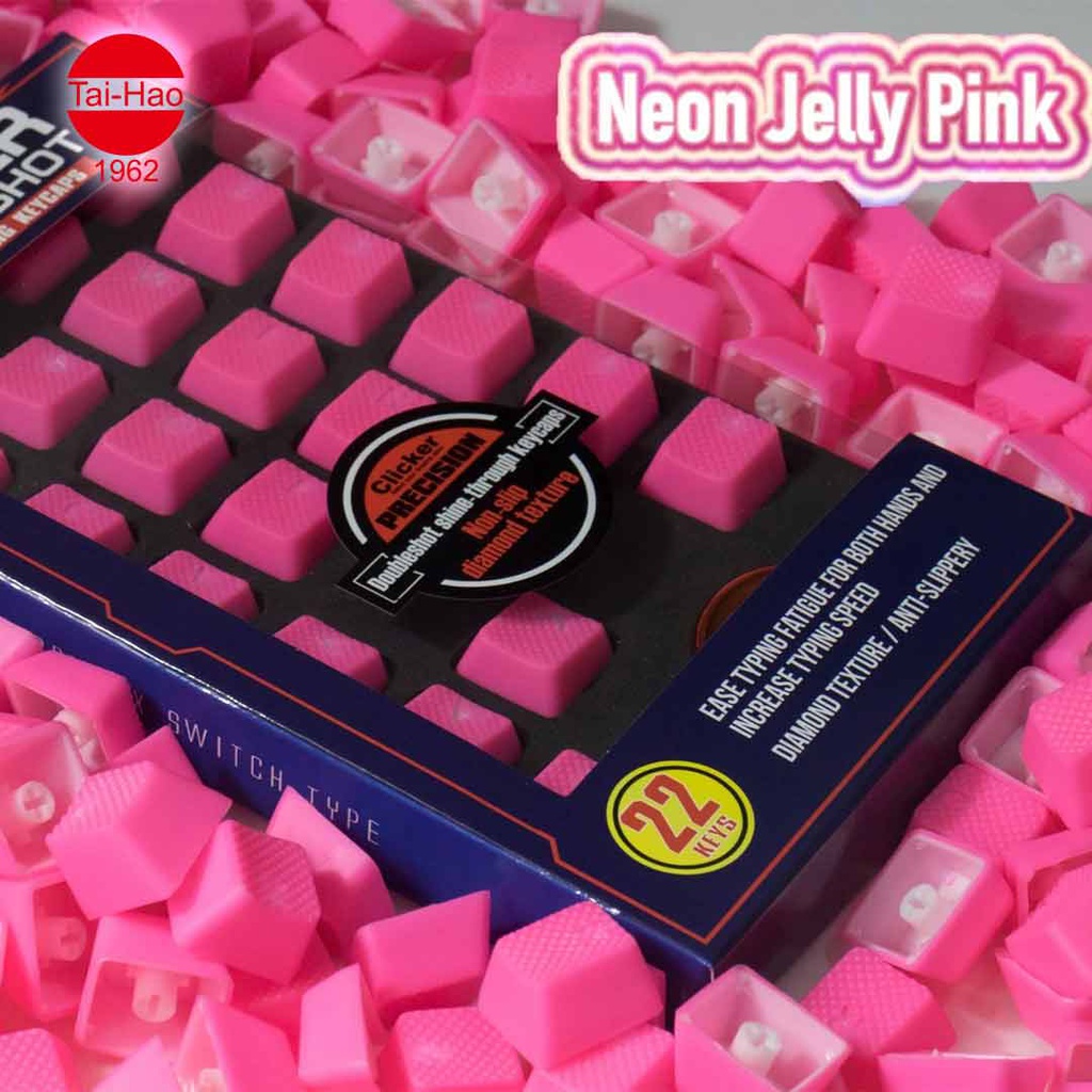 Tai-Hao 22-Keys TPR Backlit Double Shot Rubber-Keycap Set - Neon Jelly Pink