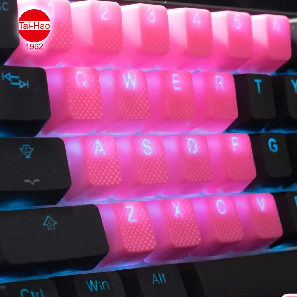 Tai-Hao 22-Keys TPR Backlit Double Shot Rubber-Keycap Set - Neon Jelly Pink