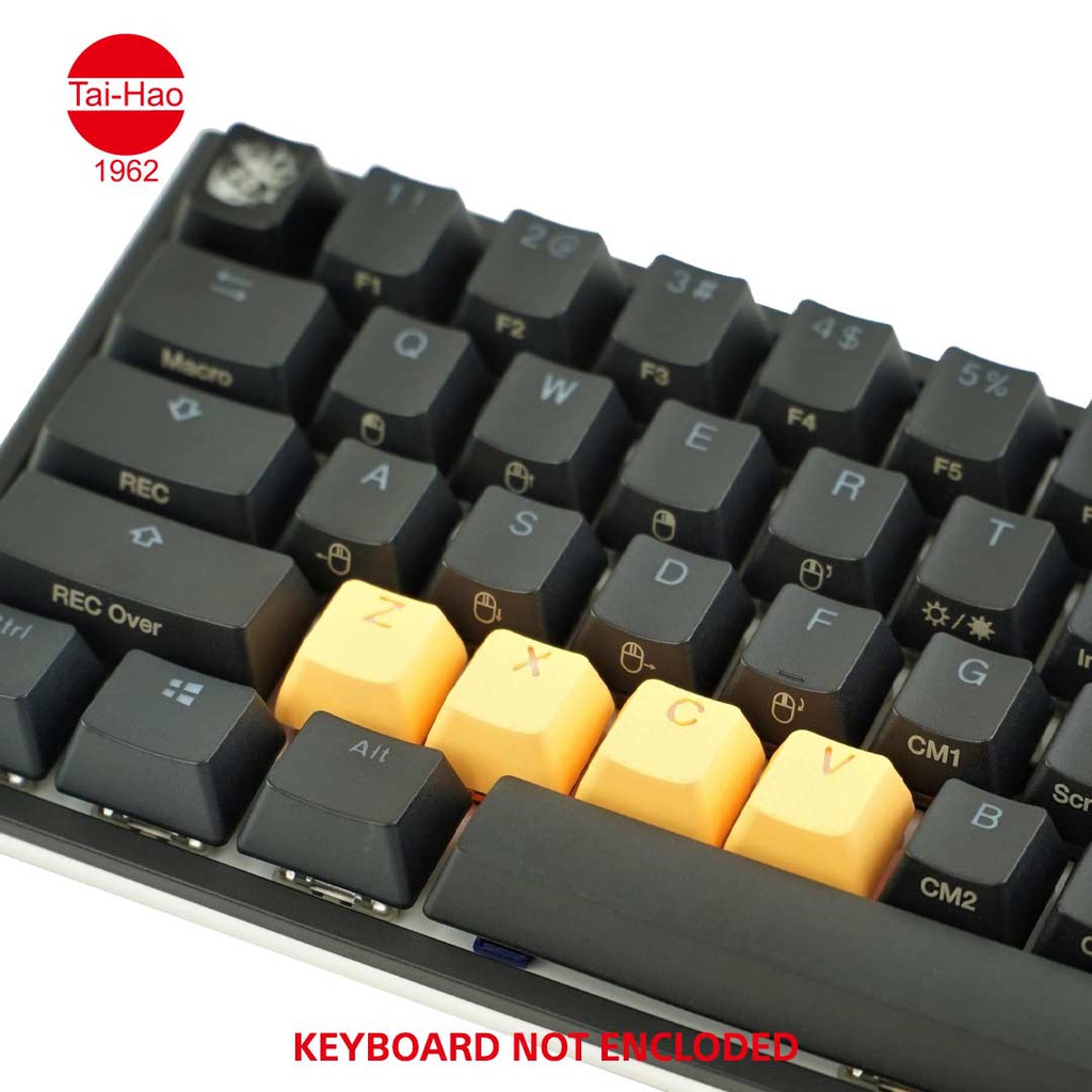 Tai-Hao 4-Keys TPR Rubber-Keycap Set Row 1 - ZXCV - Neon Orange