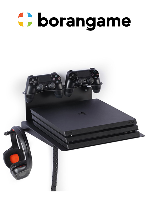 PS4 & Xbox Wall Mount 2 Controller Holders & Headphone - Black (Borangame)