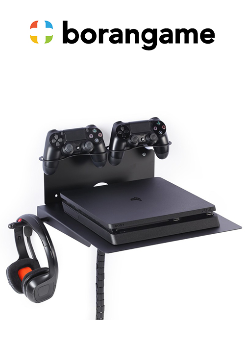 PS4 & Xbox Wall Mount 2 Controller Holders & Headphone - Black (Borangame)