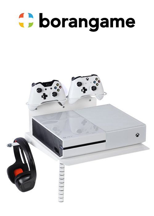 PS4 & Xbox Wall Mount 2 Controller Holders & Headphone - White (Borangame)