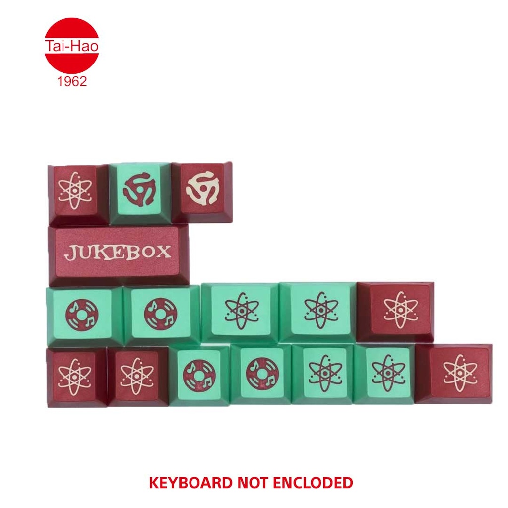 Tai-Hao 111-Keys ABS Double Shot Cubic-Keycap Set - Mint/Red