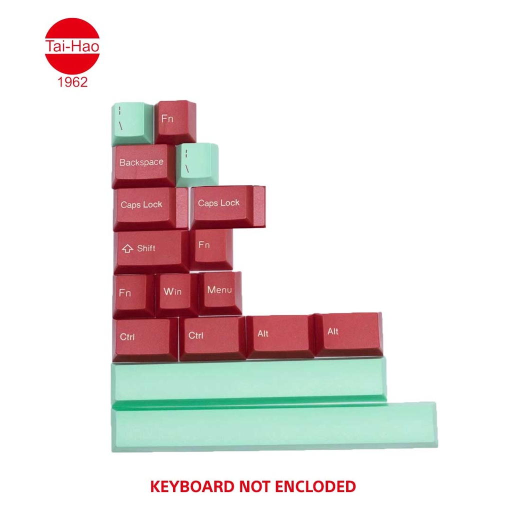 Tai-Hao 111-Keys ABS Double Shot Cubic-Keycap Set - Mint/Red