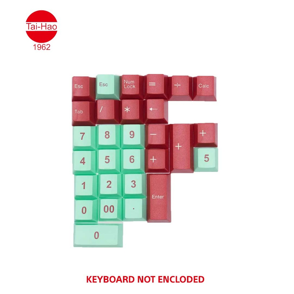 Tai-Hao 111-Keys ABS Double Shot Cubic-Keycap Set - Mint/Red