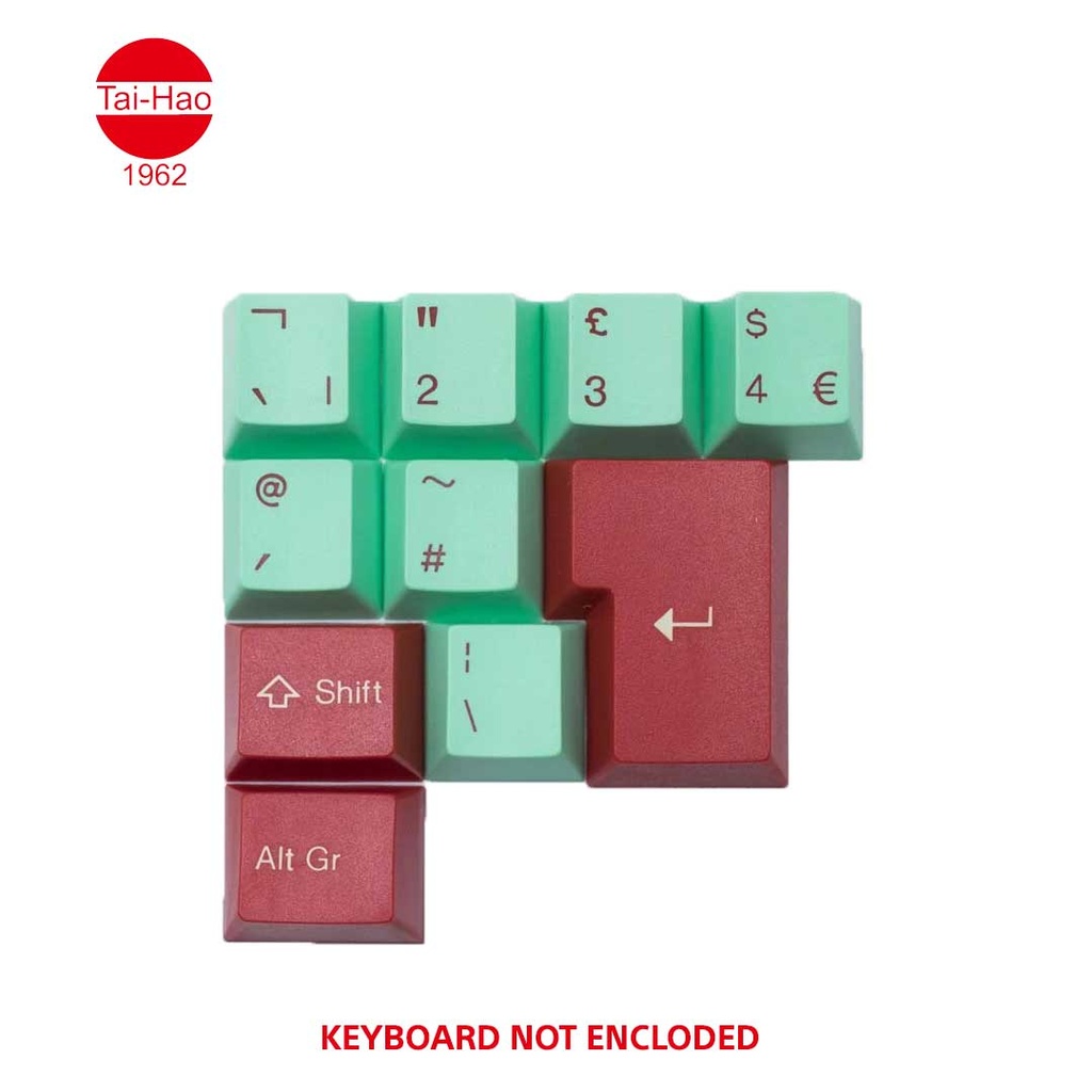 Tai-Hao 111-Keys ABS Double Shot Cubic-Keycap Set - Mint/Red