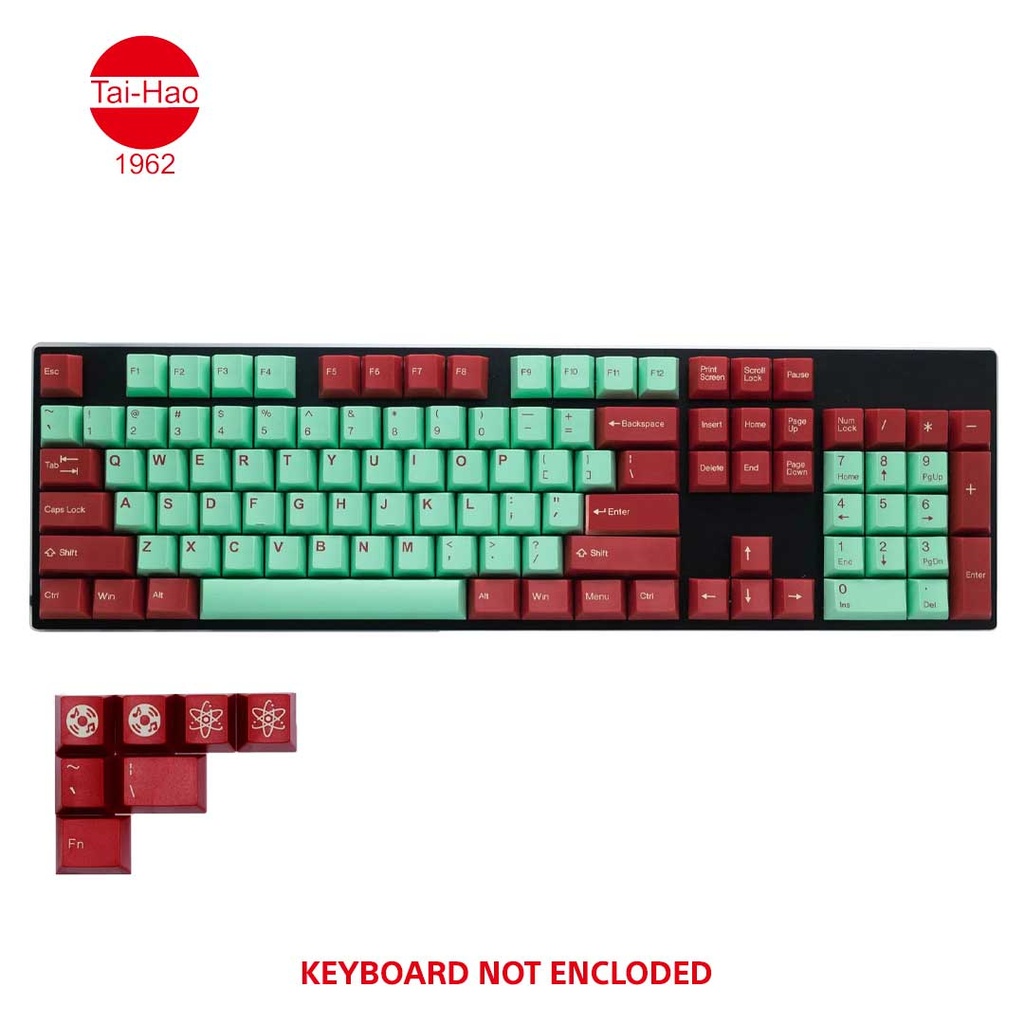 Tai-Hao 111-Keys ABS Double Shot Cubic-Keycap Set - Mint/Red