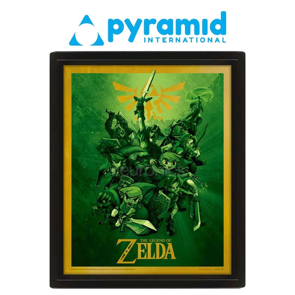 Pyramid - THE LEGEND ZELDA 3DIllusion Effect (Wooden Framed)