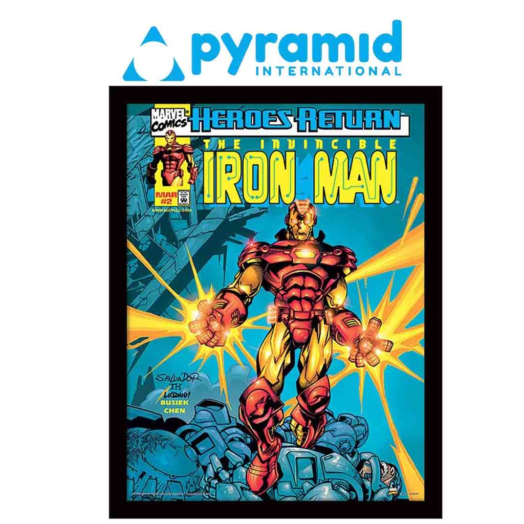 Pyramid - Marvel Comics Iron Man Heroes Return 30x40 (Wooden Frame)
