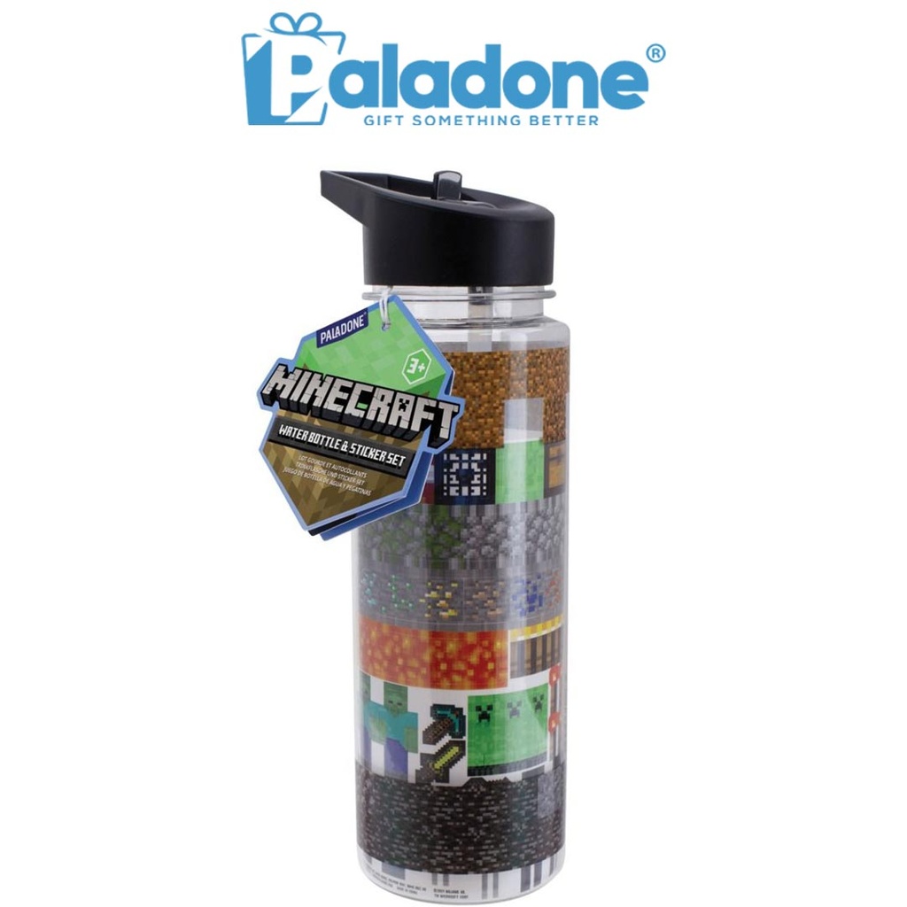 Paladone Minecraft Water Bottle And Sticker Set